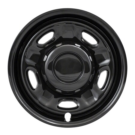 17, Gloss Black, Plastic, Set Of 4, Compatible With Steel Wheels